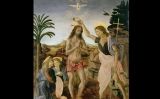 Baptisme de Crist, oli sobre fusta de Verrocchio, en què Leonardo pintà sobretot l'àngel de l'esquerra -  Wikimedia Commons
