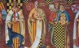 Detall del 'Mural dels comtes d'Urgell', amb Jaume II al centre -  Ajuntament de Balaguer