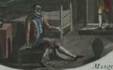 Detall de 'L'Homme au Masque de Fer' ('L'home de la màscara de ferro'), gravat anònim de 1789 Detall de 'L'Homme au Masque de Fer' ('L'home de la màscara de ferro'), gravat anònim de 1789