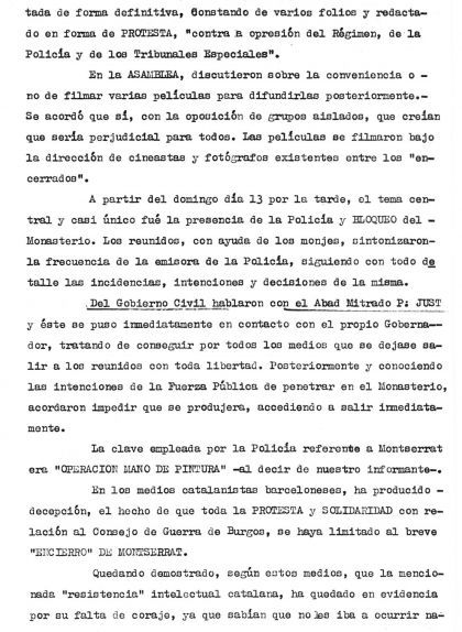 Tercera pàgina de l'Assemblea al Monestir de Montserrat Tercera pàgina de l'Assemblea al Monestir de Montserrat