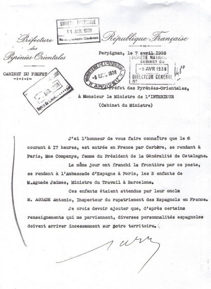 Segona pàgina de l'expedient policial de Lluís Companys Segona pàgina de l'expedient policial de Lluís Companys