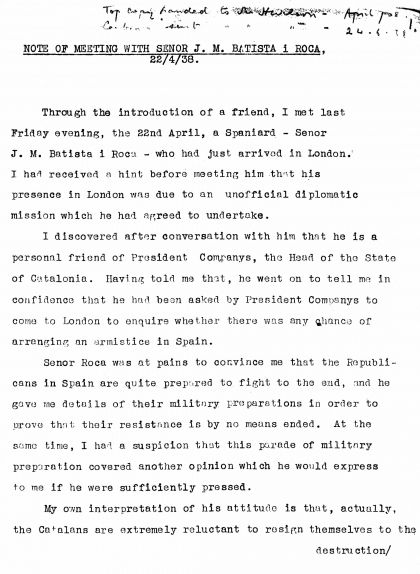 El primer informe de Batista, un resum de l'entrevista de Batista amb Wentworth-Sheilds El primer informe de Batista, un resum de l'entrevista de Batista amb Wentworth-Sheilds