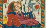 Escena amorosa del Còdex de Manesses, una compilació de poesies líriques medievals Escena amorosa del Còdex de Manesses, una compilació de poesies líriques medievals