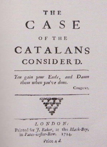 Portada del libel 'The Case of the Catalans Considered' Portada del libel 'The Case of the Catalans Considered'