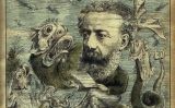 Caricatura de Jules Verne amb una de les seves criatures marines publicada a la revista 'L'Algerie', el 15 de juny de 1884