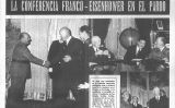 Retall de la portada de 'La Vanguardia' del 23 de desembre de 1959 en què recull la trobada entre Franco i Eisenhower Retall de la portada de 'La Vanguardia' del 23 de desembre de 1959 en què recull la trobada entre Franco i Eisenhower