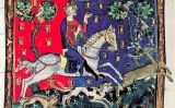 Representació de Joan sense terra de cacera al manuscrit 'De Rege Johanne' Representació de Joan sense terra de cacera al manuscrit 'De Rege Johanne'