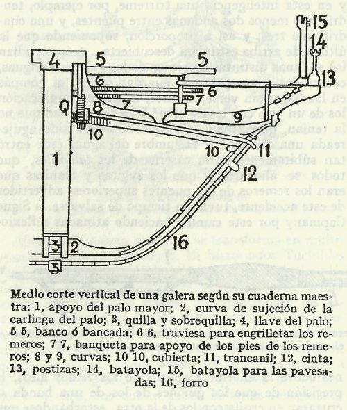 Cuaderna maestra de galera (seccion)