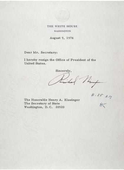Carta de la renúncia de Richard Nixon el 9 d'agost de 1974 Carta de la renúncia de Richard Nixon el 9 d'agost de 1974