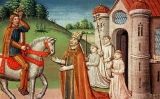 Carlemany amb el papa Adrià I a Roma per proporcionar-li la seva ajuda Carlemany amb el papa Adrià I a Roma per proporcionar-li la seva ajuda