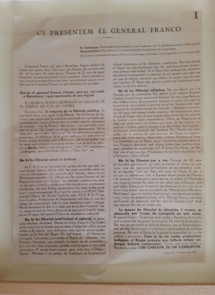 El pamflet "Us presentem el general Franco"