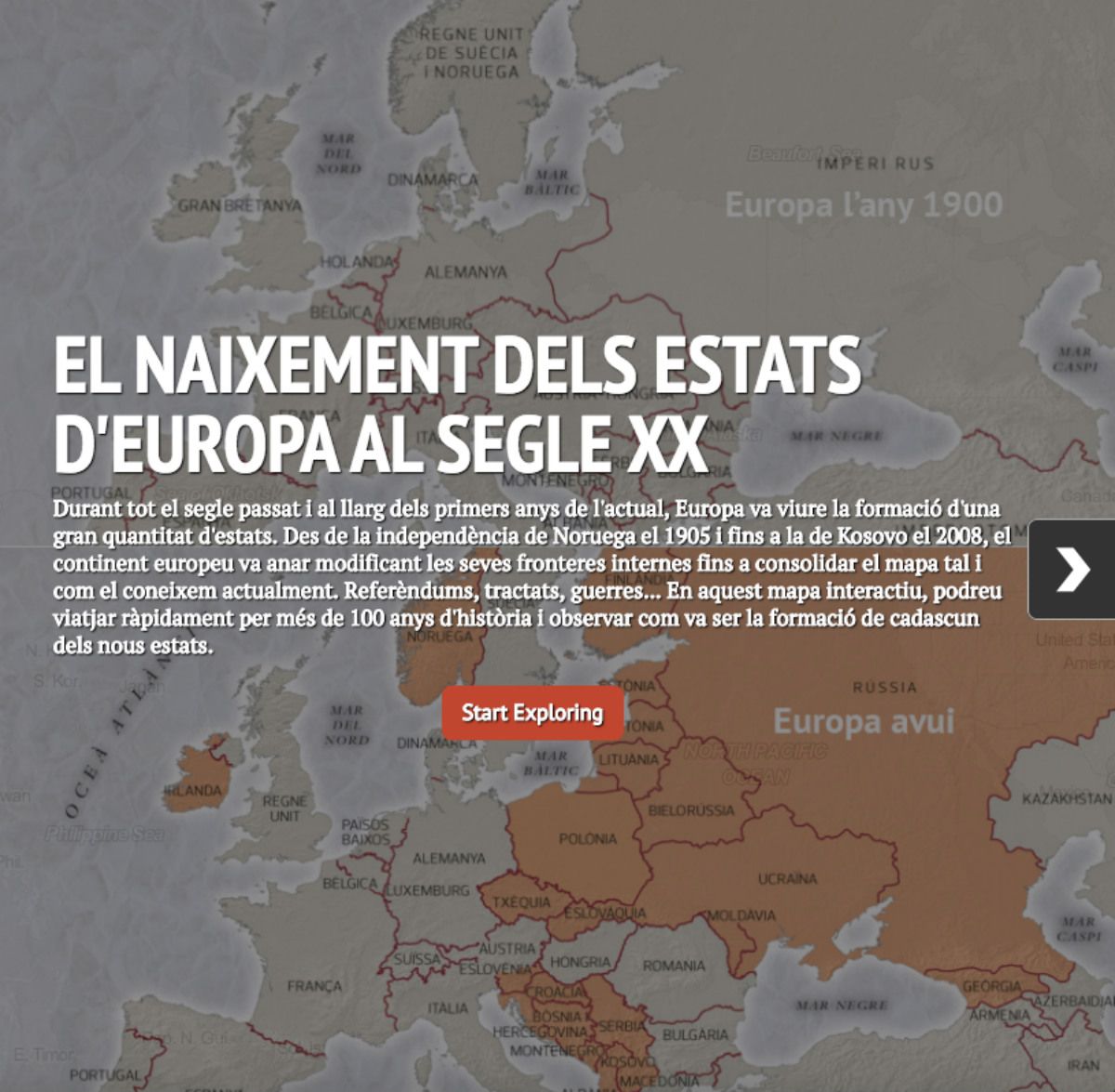 El mapa interactiu del naixement dels estats d'Europa al segle XX