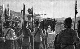Representació de Robert de Bruce I donant les últimes indicacions a les seves tropes abans de la batalla de Bannockburn Representació de Robert de Bruce I donant les últimes indicacions a les seves tropes abans de la batalla de Bannockburn