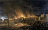 Detall d'una pintura del gran incendi de Londres de 1666