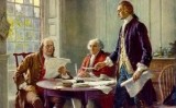 Representació de Benjamin Franklin, John Adams i Thomas Jefferson (d’esquerra a dreta) durant la redacció de la Declaració d’Independència dels Estats Units Representació de Benjamin Franklin, John Adams i Thomas Jefferson (d’esquerra a dreta) durant la redacció de la Declaració d’Independència dels Estats Units