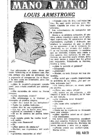 Entrevista a Louis Armstrong publicada a La Vanguardia el 24 de desembre de 1955