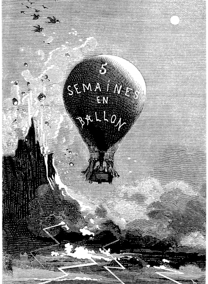 Il·lustració de l'obra 'Cinc setmanes en globus' de Jules Verne Il·lustració de l'obra 'Cinc setmanes en globus' de Jules Verne