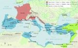 Mapa dels dos enemics al món romà: Cèsar i Pompeu