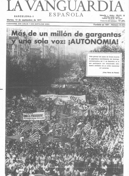 Potada de 'La Vangurdia' del 13 de setembre de 1977