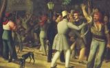 El pintor Josep Arrau va immortalitzar la bullanga del 5 d’agost del 1835 a la Rambla, que va acabar amb la crema de la fàbrica Bonaplata al carrer dels Tallers El pintor Josep Arrau va immortalitzar la bullanga del 5 d’agost del 1835 a la Rambla, que va acabar amb la crema de la fàbrica Bonaplata al carrer dels Tallers