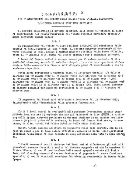 Acord signat el 8 de maig del 1940 entre l’ambaixador italià a Madrid, Gastone Gambara, i el ministre d’Afers Exteriors franquista, Juan Beigbeder