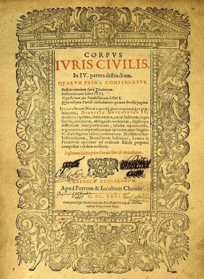 Reproducció del 'Corpus Iuris Civilis' de Justinià del 1626 Reproducció del 'Corpus Iuris Civilis' de Justinià del 1626