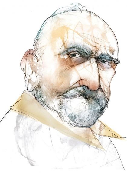 Caricatura de Jaume Ferran Clua, obra d'Eulogia Merle Caricatura de Jaume Ferran Clua, obra d'Eulogia Merle