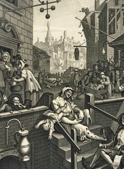 William Hogarth és l’autor d’‘El carrer de la Ginebra’ (1751), gravat que es va fer en suport de la ‘Gin Act’ i que il·lustra els estralls del consum d’aquesta beguda entre la població londinenca William Hogarth és l’autor d’‘El carrer de la Ginebra’ (1751), gravat que es va fer en suport de la ‘Gin Act’ i que il·lustra els estralls del consum d’aquesta beguda entre la població londinenca
