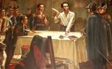 Simón Bolívar signant el decret de Guerra a Mort contra tots els espanyols