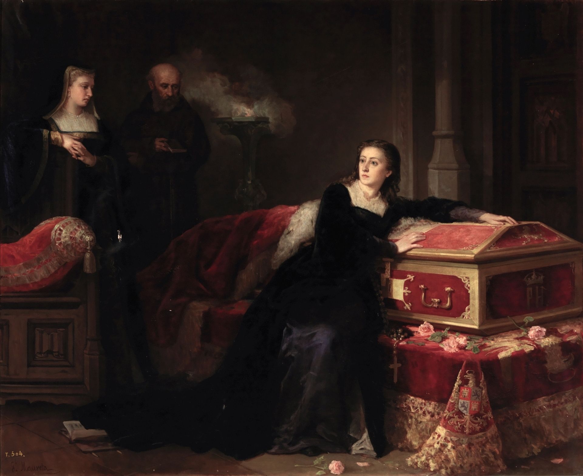 Pintura de Gabriel Maureta, del 1858, que representa Joana I de Castella al costat del cadàver del seu marit Felip el Bell