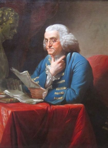'Benjamin Franklin amb bust d'Isaac Newton', pintura de David Martin 'Benjamin Franklin amb bust d'Isaac Newton', pintura de David Martin