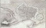 Plànol de la ciutat de Barcelona del 1806, amb la fortalesa de la Ciutadella a la dreta