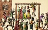 Gravat inclòs a 'The Laws and Customs of Scotland in Matters Criminal' (1678) que mostra l'execució pública de quatre bruixes i en què es veu, a la dreta, com el caçador de bruixes rep la seva recompensa