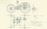 Dibuix que acompanyava la sol·licitud de patent d'invenció del cotxe de Bonet Dibuix que acompanyava la sol·licitud de patent d'invenció del cotxe de Bonet