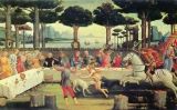 Pintura que il·lustra els esdeveniments de la vuitena història del cinquè dia del 'Decameró' Pintura que il·lustra els esdeveniments de la vuitena història del cinquè dia del 'Decameró'