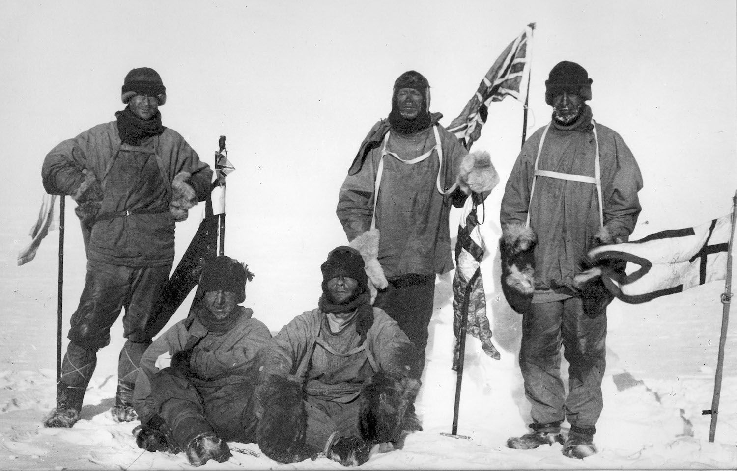 Els membres de l'expedició britànica que van arribar al pol sud