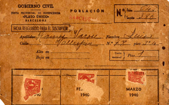 'Cartilla de plato único' del 1940