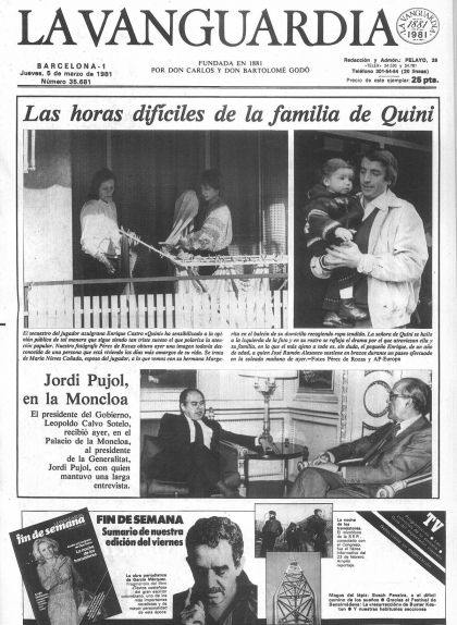 Portada de 'La Vanguardia' del 5 de març del 1981 Portada de 'La Vanguardia' del 5 de març del 1981