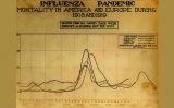 Gràfic amb els morts per l'epidèmia de grip del 1918 a Nova York, Berlín, Londres i París