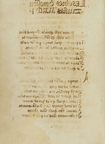Full preliminar del manuscrit 'Les Obres d[e] Mossèn Ausias March', que es conserva a la Biblioteca de Catalunya