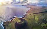 Vista aèria de la costa de l'illa de Pasqua