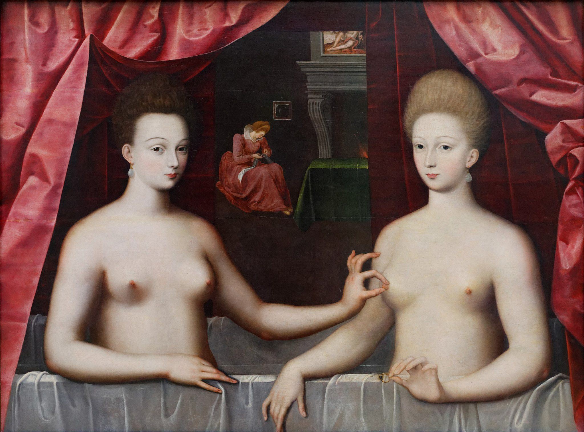'Gabrielle d'Estrées i una de les seves germanes', un quadre d'autor desconegut que es conserva al Museu del Louvre