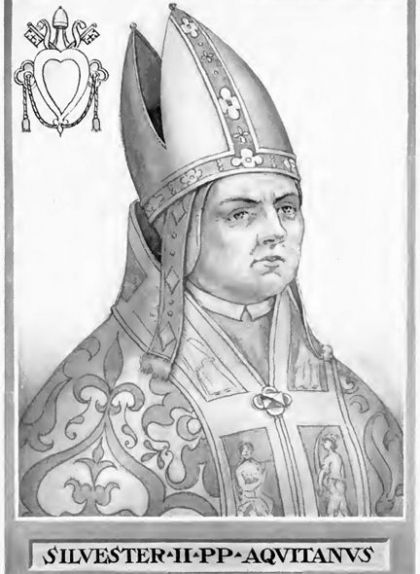 Il·lustració del 1842 del papa Silvestre II Il·lustració del 1842 del papa Silvestre II