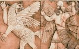 Gravat de Marduk, déu principal de Babilònia, destruint amb els seus llamps Tiamat, el drac del caos primitiu Gravat de Marduk, déu principal de Babilònia, destruint amb els seus llamps Tiamat, el drac del caos primitiu