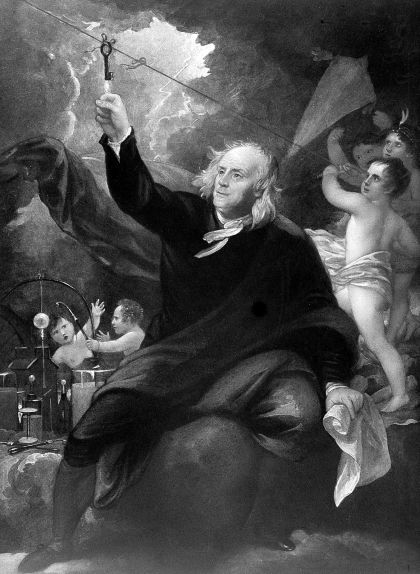 Retrat de Benjamin Franklin amb el seu estel Retrat de Benjamin Franklin amb el seu estel