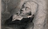 Litografia de Jacques Delille després de la seva mort al Collège de France, a París Litografia de Jacques Delille després de la seva mort al Collège de France, a París