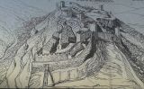 Dibuix que representa una hipotètica reconstrucció del castell musulmà de Siurana Dibuix que representa una hipotètica reconstrucció del castell musulmà de Siurana
