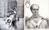 El papa Joan XII (dreta) i un dibuix que representa la seva mort extret del volum 1 del llibre 'Misteri del Vaticano o la Roma dei Papi' (1861)
