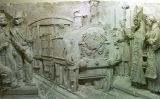 'La benedicció del tren', un relleu que es conserva al Museu de Mataró i que representa la benedicció d'una de les locomotores de la primera línia de ferrocarril de la Península 'La benedicció del tren', un relleu que es conserva al Museu de Mataró i que representa la benedicció d'una de les locomotores de la primera línia de ferrocarril de la Península