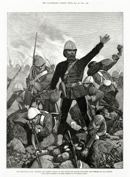 El general britànic George Colley a la batalla de Majuba Hill just abans de morir, en una il·lustració publicada al 'The Illustrated London News' el 1881 El general britànic George Colley a la batalla de Majuba Hill just abans de morir, en una il·lustració publicada al 'The Illustrated London News' el 1881
